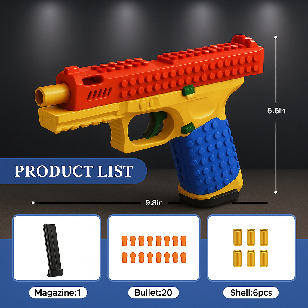 Voxdar® Pistol – Buildable Brick-Design Blaster