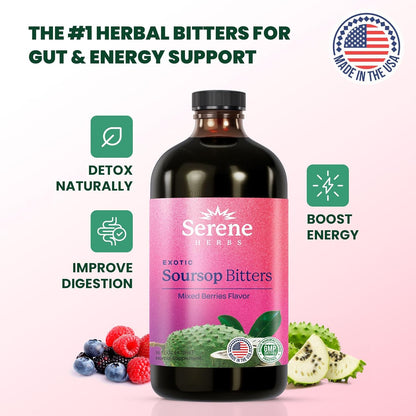 🌿 Serene Herbs Vitality 15™ Soursop Bitters – Premium 15-in-1 Herbal Formula