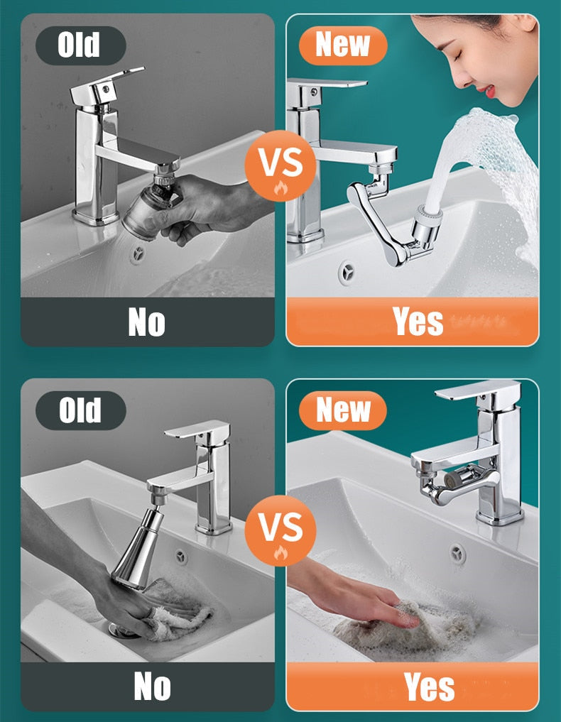 Universeller, um 1080° drehbarer Wasserhahn